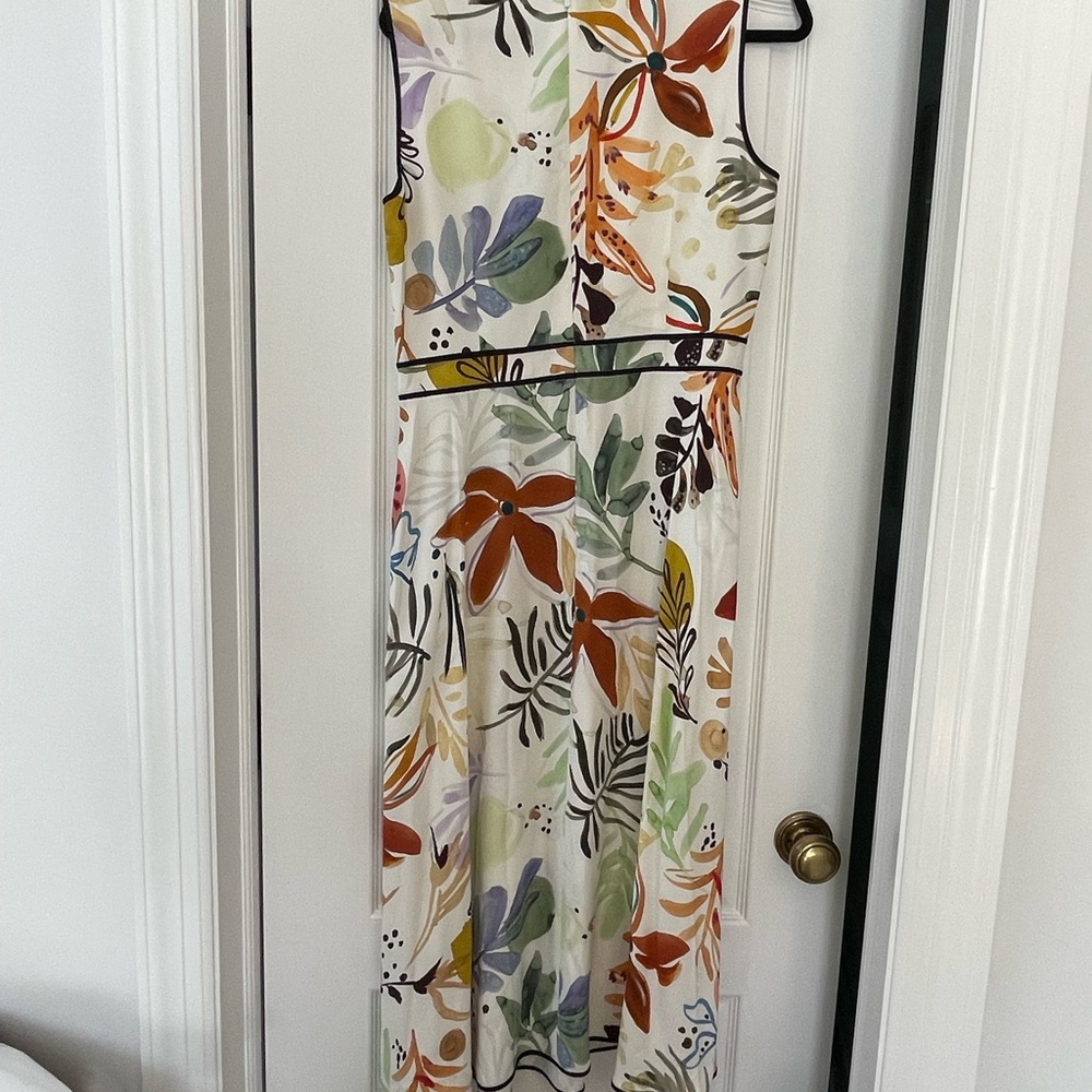 Lafayette 148 New York Janelle Floral Print Fiore Sleeveless Midi Dress Size 10 - Picture 5 of 8